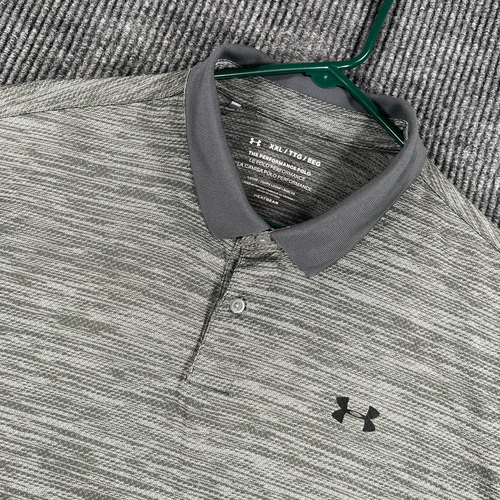 Under Armour Performance Polo Shirt Mens 2XL XXL Gray Short Sleeve Heat Gear
